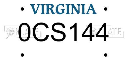 0CS144 Virginia License Plate