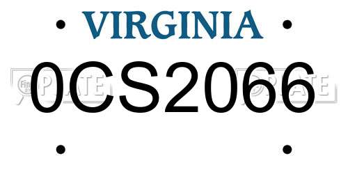 0CS2066 Virginia License Plate