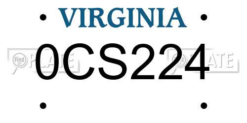 0CS224 Virginia License Plate
