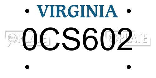 0CS602 Virginia License Plate