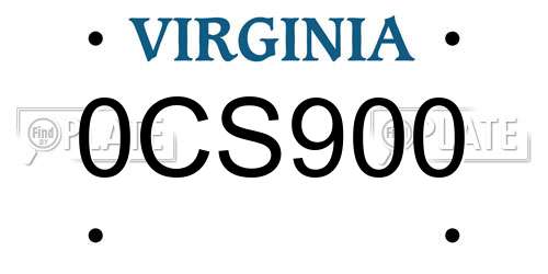 0CS900 Virginia License Plate