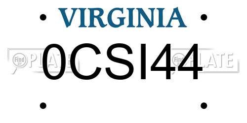 0CSI44 Virginia License Plate