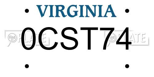 0CST74 Virginia License Plate