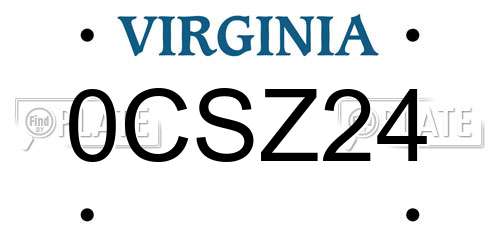 0CSZ24 Virginia License Plate