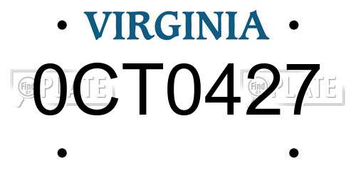 0CT0427 Virginia License Plate