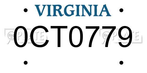 0CT0779 Virginia License Plate