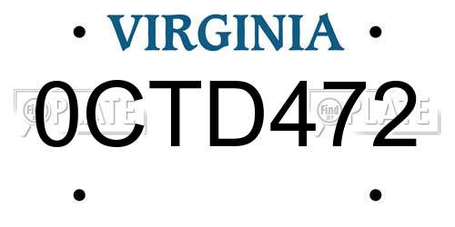 0CTD472 Virginia License Plate