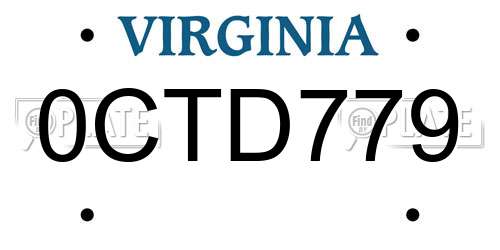 0CTD779 Virginia License Plate