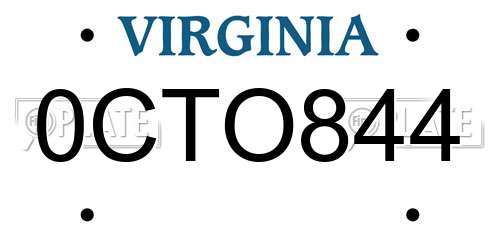 0CTO844 Virginia License Plate
