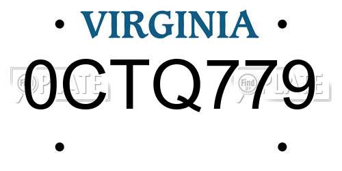 0CTQ779 Virginia License Plate