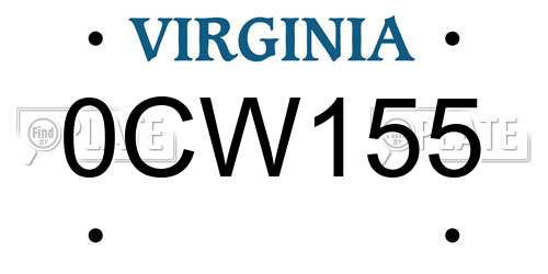 0CW155 Virginia License Plate