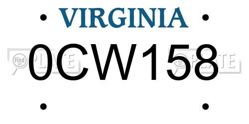 0CW158 Virginia License Plate