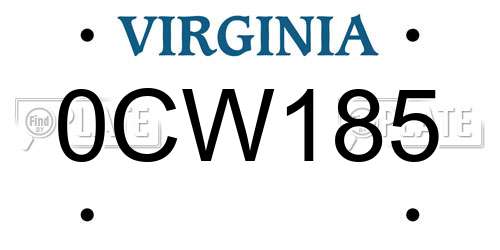0CW185 Virginia License Plate
