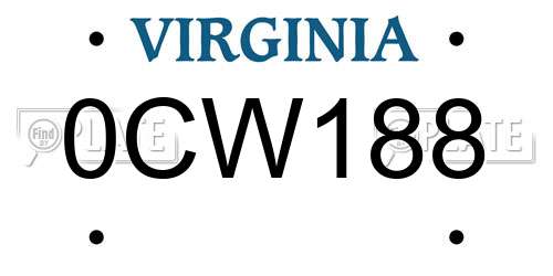 0CW188 Virginia License Plate