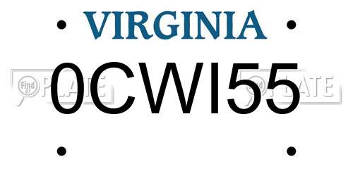 0CWI55 Virginia License Plate