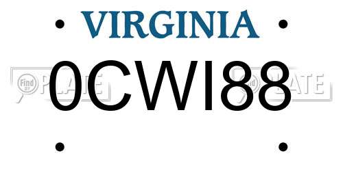 0CWI88 Virginia License Plate