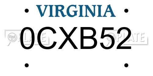 0CXB52 Virginia License Plate