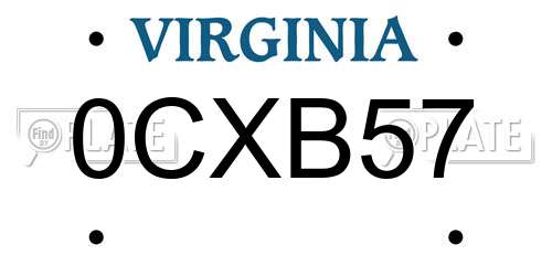0CXB57 Virginia License Plate