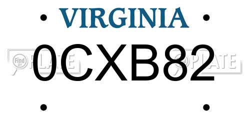 0CXB82 Virginia License Plate