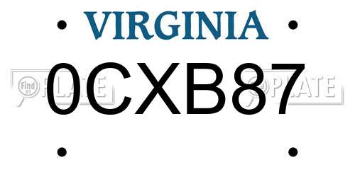 0CXB87 Virginia License Plate