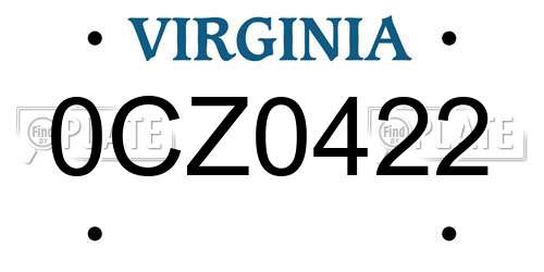0CZ0422 Virginia License Plate