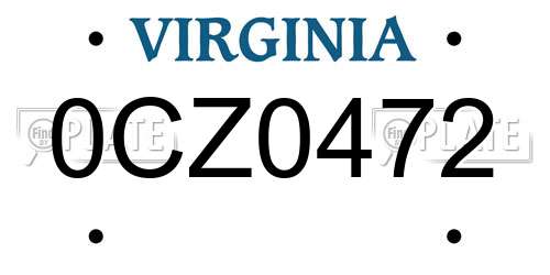 0CZ0472 Virginia License Plate