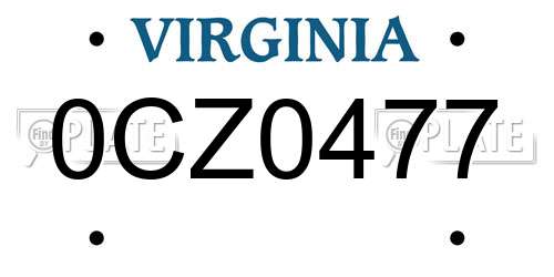 0CZ0477 Virginia License Plate