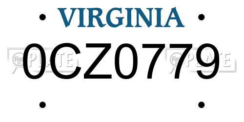 0CZ0779 Virginia License Plate