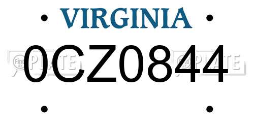 0CZ0844 Virginia License Plate