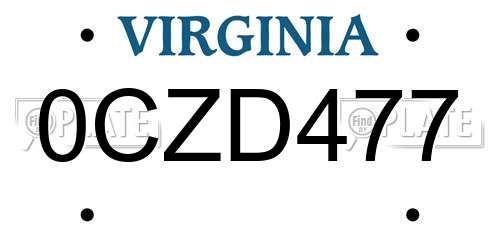 0CZD477 Virginia License Plate