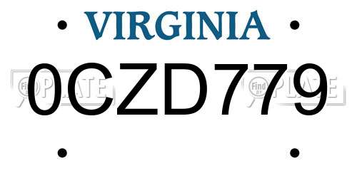 0CZD779 Virginia License Plate