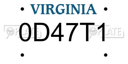 0D47T1 Virginia License Plate