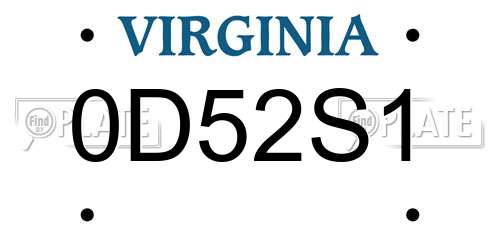 0D52S1 Virginia License Plate