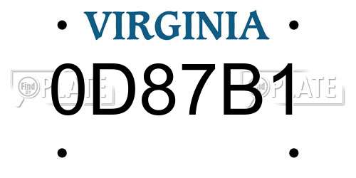 0D87B1 Virginia License Plate