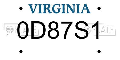 0D87S1 Virginia License Plate