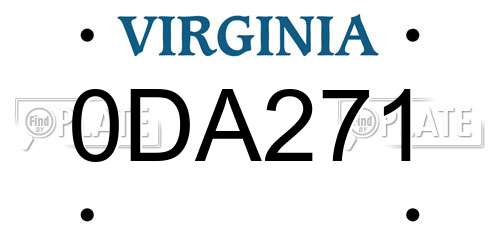 0DA271 Virginia License Plate