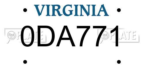 0DA771 Virginia License Plate