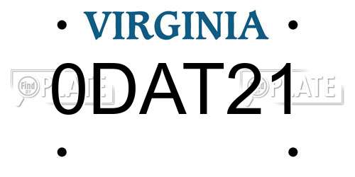 0DAT21 Virginia License Plate