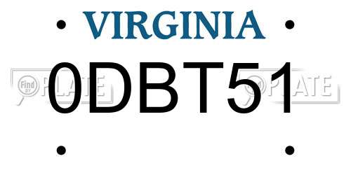 0DBT51 Virginia License Plate