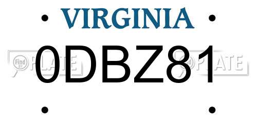 0DBZ81 Virginia License Plate