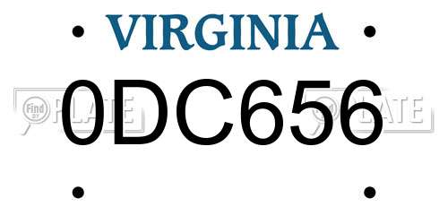 0DC656 Virginia License Plate