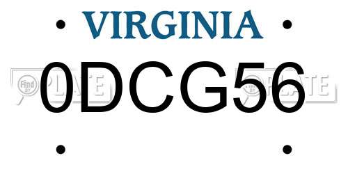 0DCG56 Virginia License Plate
