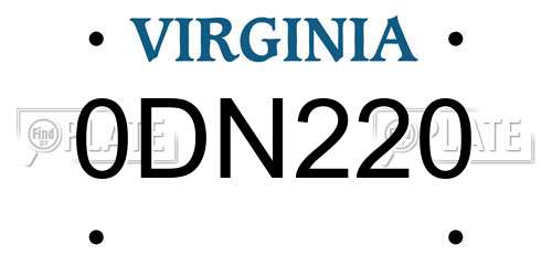 0DN220 Virginia License Plate