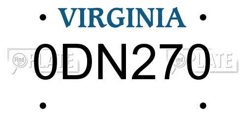 0DN270 Virginia License Plate