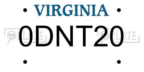 0DNT20 Virginia License Plate