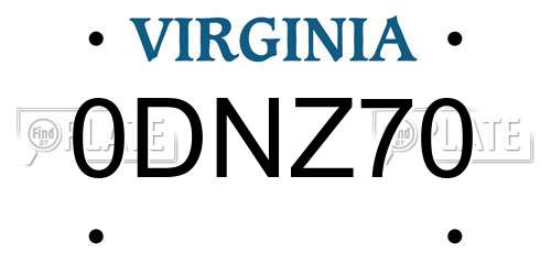 0DNZ70 Virginia License Plate