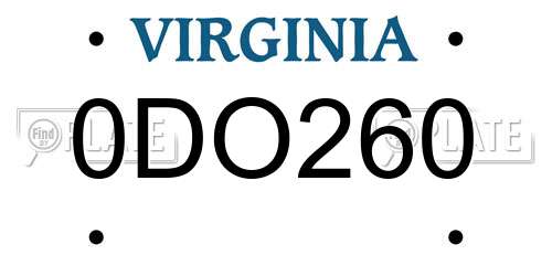 0DO260 Virginia License Plate