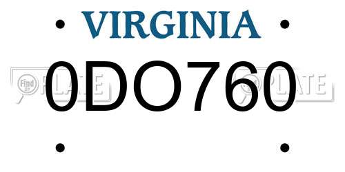 0DO760 Virginia License Plate