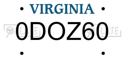 0DOZ60 Virginia License Plate