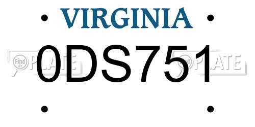 0DS751 Virginia License Plate